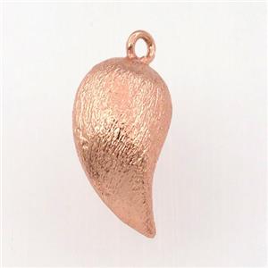 copper comma pendant, brushed, rose gold, approx 12-20mm