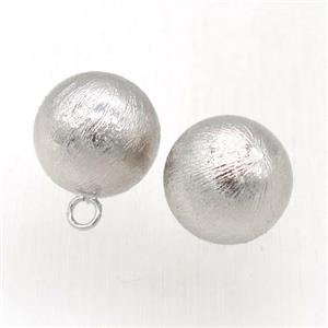 brushed copper ball pendant, round, platinum plated, approx 14mm dia