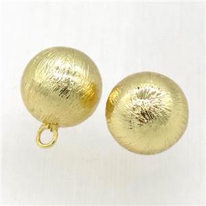 brushed copper round ball pendant, gold plated, approx 14mm dia