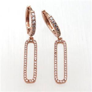 copper hoop earrings paved zircon, rose gold, approx 6-25mm, 14mm dia