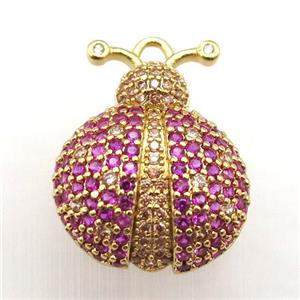 copper beetle pendant pave zircon, gold plated, approx 20-23mm