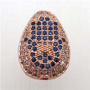 copper teardrop beads paved zircon, rose gold, approx 11-16mm