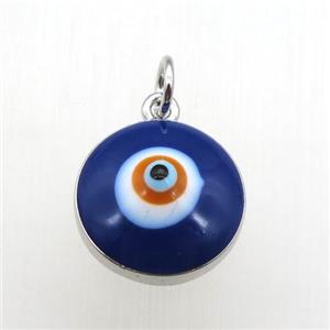 copper evil eye pendant, platinum plated, approx 13.5mm dia