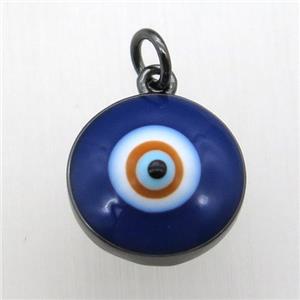 copper evil eye pendant, black plated, approx 13.5mm dia