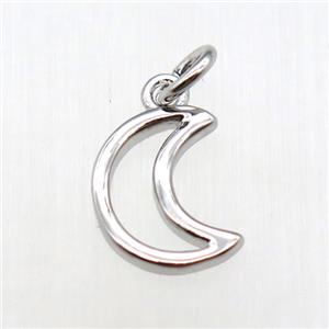 copper moon pendant, platinum plated, approx 6-12mm