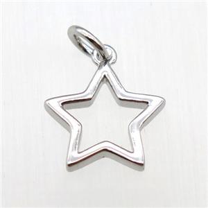 copper star pendant, platinum plated, approx 11mm dia
