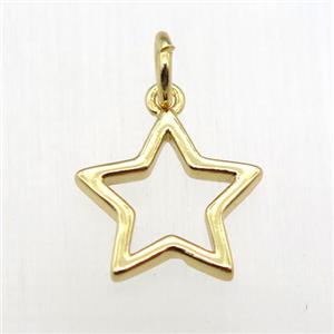 copper star pendant, gold plated, approx 11mm dia