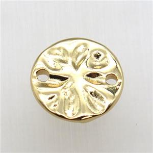 copper circle connector, gold plated, approx 15mm dia