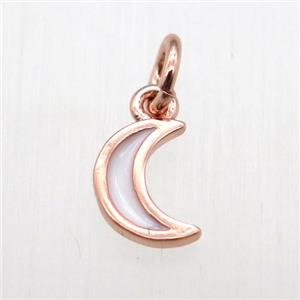 copper moon pendant, enameling, rose gold, approx 6-8mm