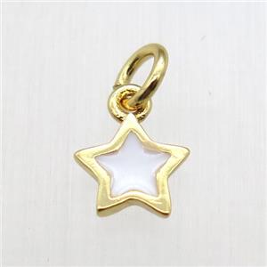 copper star pendant, enameling, gold plated, approx 7mm dia
