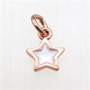 copper star pendant, enameling, rose gold, approx 7mm dia