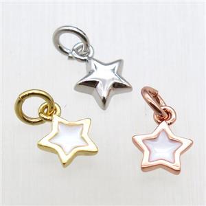 copper star pendant, enameling, mixed color, approx 7mm dia