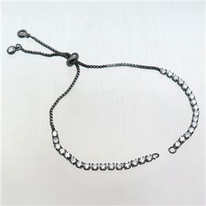 copper bracelet chain paved zircon, black plated, approx 3mm, 12cm length