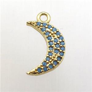 copper moon pendant pave zircon, gold plated, approx 6-12mm