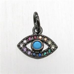 copper eye pendant pave zircon, black plated, approx 6-10mm