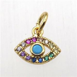 copper eye pendant pave zircon, gold plated, approx 6-10mm