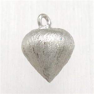 brushed copper teardrop pendant, platinum plated, approx 13-14mm