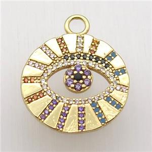 copper eye pendant paved zircon, gold plated, approx 20mm dia