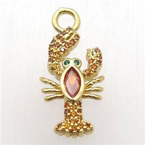 ccopper crab pendant paved zircon, zodiac, gold plated, approx 10-20mm