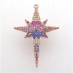 copper northStar pendant paved zircon, rose gold, approx 27-38mm