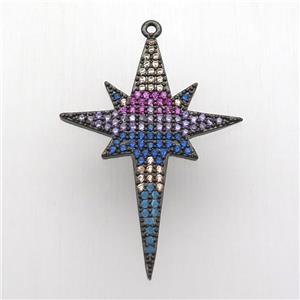 copper northStar pendant paved zircon, black plated, approx 27-38mm