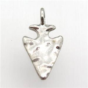 hammered copper arrowhead pendant, platinum plated, approx 14-28mm