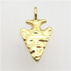 hammered copper arrowhead pendant, gold plated, approx 14-28mm