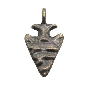 hammered copper arrowhead pendant, antique bronze, approx 14-28mm
