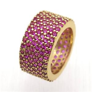 copper Ring paved zircon, gold plated, approx 9mm, 18mm dia