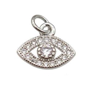 copper eye pendant paved zircon, platinum plated, approx 7-10mm