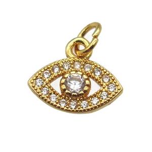 copper eye pendant paved zircon, gold plated, approx 7-10mm