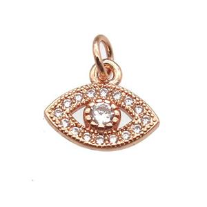 copper eye pendant paved zircon, rose gold, approx 7-10mm