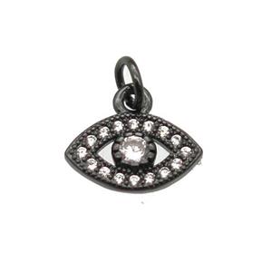 copper eye pendant paved zircon, black plated, approx 7-10mm