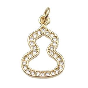 copper cucurbit pendant paved zircon, gold plated, approx 10-13mm