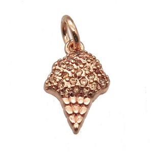 copper IceCream pendant paved zircon, rose gold, approx 8-10mm