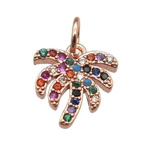 copper coconut-tree pendant paved zircon, rose gold, approx 10mm