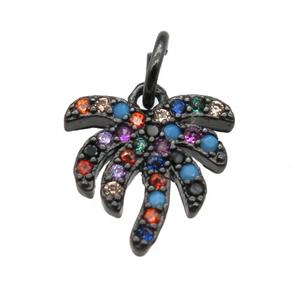 copper coconut-tree pendant paved zircon, black plated, approx 10mm