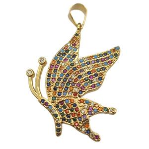 copper moths pendant paved zircon, gold plated, approx 22-30mm