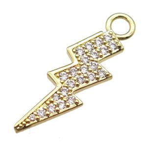copper lightning pendant paved zircon, gold plated, approx 7-25mm