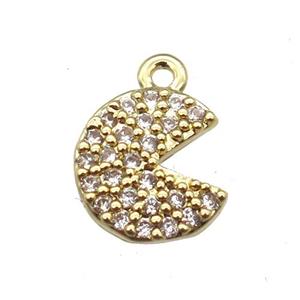 copper Emoji pendant paved zircon, gold plated, approx 8mm dia