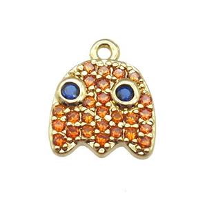 copper acaleph pendant paved zircon, gold plated, approx 10mm