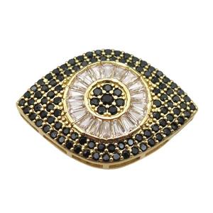 copper eye beads paved zircon, gold plated, approx 20-30mm