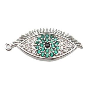 copper eye pendant paved zircon, platinum plated, approx 10-20mm