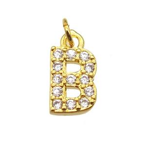 copper letter-B pendant paved zircon, gold plated, approx 10mm