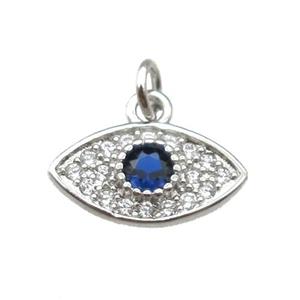 copper eye pendant paved zircon, platinum plated, approx 6-12mm