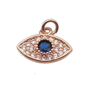 copper eye pendant paved zircon, rose gold, approx 6-12mm