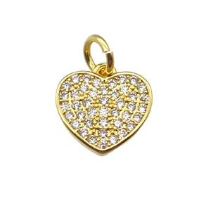 copper heart pendant paved zircon, gold plated, approx 11mm
