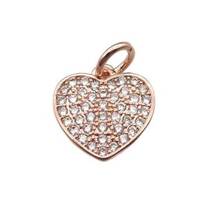 copper heart pendant paved zircon, rose gold, approx 11mm
