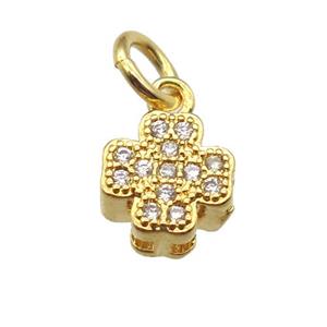 copper cross pendant paved zircon, gold plated, approx 7mm