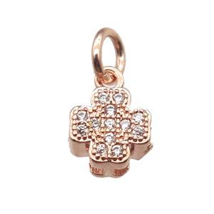 copper cross pendant paved zircon, rose gold, approx 7mm